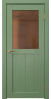 Межкомнатная дверь Vetus Loft 13.2 эмаль RAL 6011 по шпону ясеня, матовое бронзовое стекло — 225