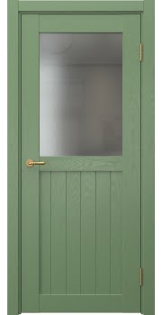 Межкомнатная дверь Vetus Loft 13.2 эмаль RAL 6011 по шпону ясеня, матовое стекло — 224