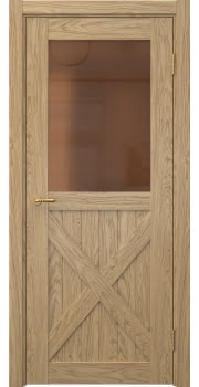 Межкомнатная дверь Vetus Loft 7.2 натуральный шпон дуба, матовое бронзовое стекло — 0258