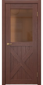 Межкомнатная дверь Vetus Loft 7.2 шпон красное дерево, матовое бронзовое стекло — 0267