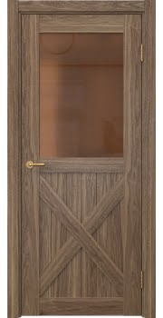 Межкомнатная дверь Vetus Loft 7.2 шпон американский орех, матовое бронзовое стекло — 0270