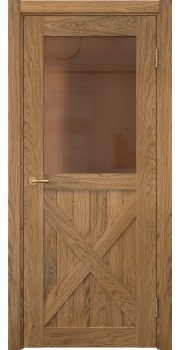 Межкомнатная дверь Vetus Loft 7.2 шпон дуб шервуд, матовое бронзовое стекло — 0264