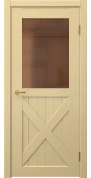 Межкомнатная дверь Vetus Loft 7.2 эмаль RAL 1001 по шпону ясеня, матовое бронзовое стекло — 273