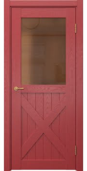Межкомнатная дверь Vetus Loft 7.2 эмаль RAL 3001 по шпону ясеня, матовое бронзовое стекло — 0276
