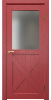 Межкомнатная дверь Vetus Loft 7.2 эмаль RAL 3001 по шпону ясеня, матовое стекло — 0275