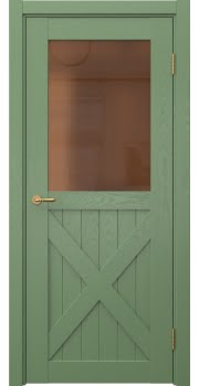 Комнатная дверь Vetus Loft 7.2 (эмаль RAL 6011 по шпону ясеня, остекленная)