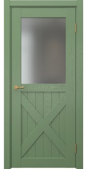Межкомнатная дверь Vetus Loft 7.2 эмаль RAL 6011 по шпону ясеня, матовое стекло — 0280