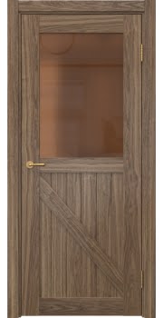Межкомнатная дверь Vetus Loft 9.2 шпон американский орех, матовое бронзовое стекло — 0311