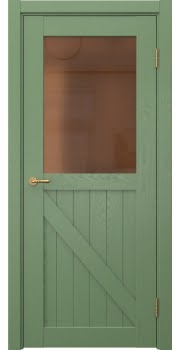 Межкомнатная дверь Vetus Loft 9.2 эмаль RAL 6011 по шпону ясеня, матовое бронзовое стекло — 322