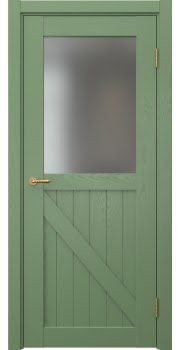 Межкомнатная дверь Vetus Loft 9.2 эмаль RAL 6011 по шпону ясеня, матовое стекло — 0321
