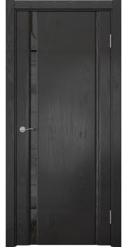 Погонажная дверь, Vitrum 2.1 (шпон ясень черный, остекленная)
