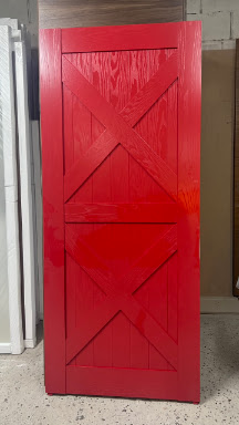 Красная шпонированная дверь в стиле лофт — Vetus Loft 8.2